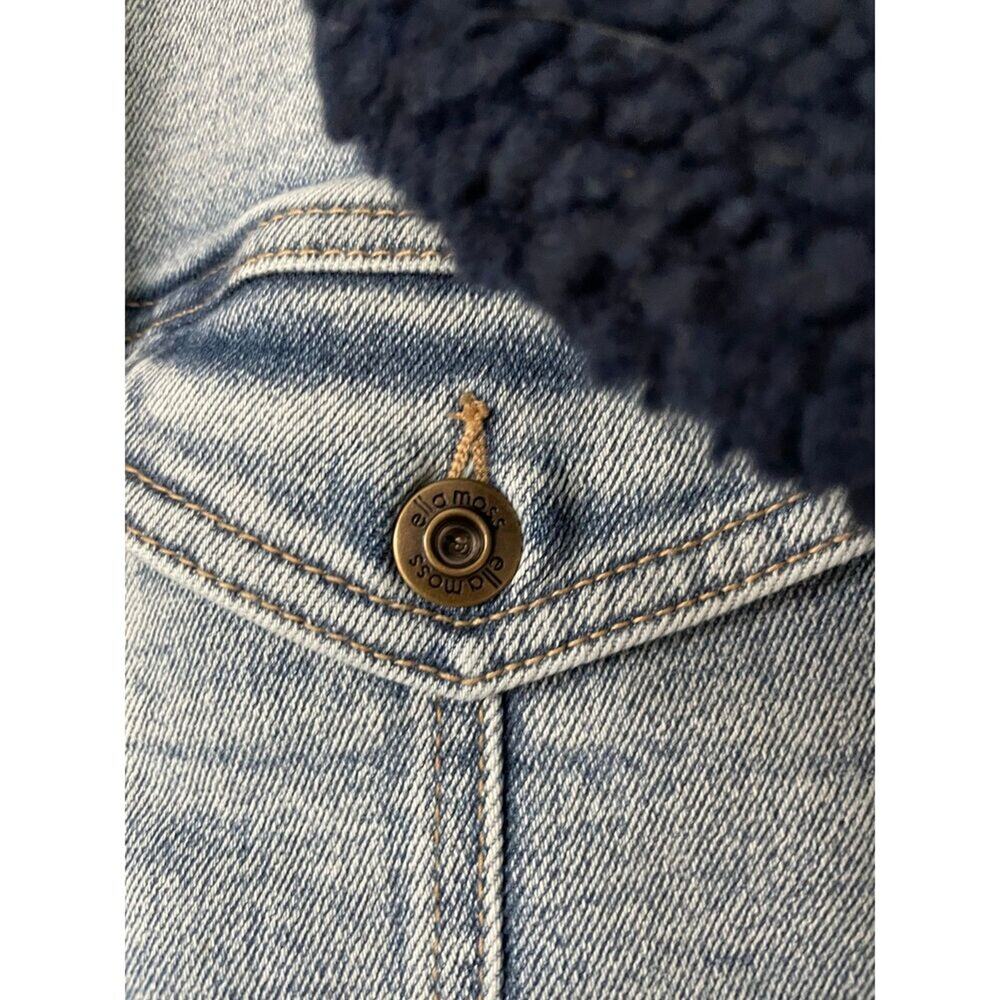 Ella Moss Sherpa Lined Denim 90s Y2K Acid Washed Retro Jean Jacket Large $90 - Picture 5 of 10